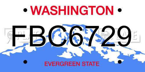 FBC6729 Washington License Plate