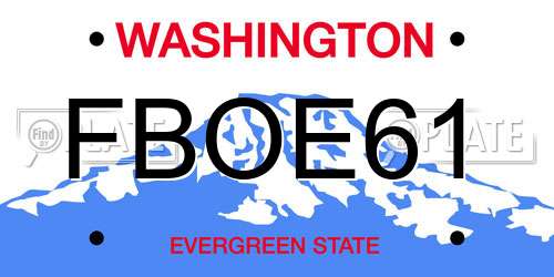 FBOE61 Washington License Plate