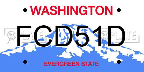 FCD51D Washington License Plate