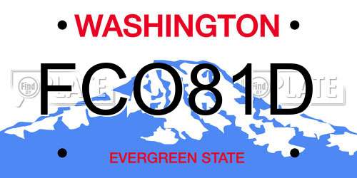 FCO81D Washington License Plate