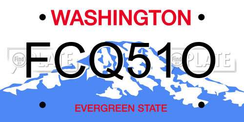 FCQ51O Washington License Plate