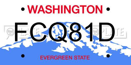 FCQ81D Washington License Plate