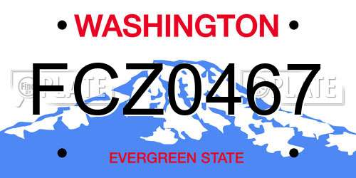 FCZ0467 Washington License Plate