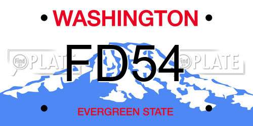 FD54 Washington License Plate