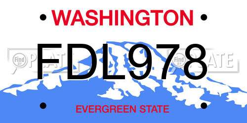 FDL978 Washington License Plate