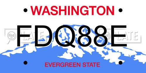 FDQ88E Washington License Plate