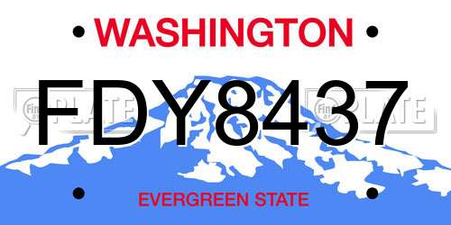 FDY8437 Washington License Plate