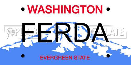 FERDA Washington License Plate
