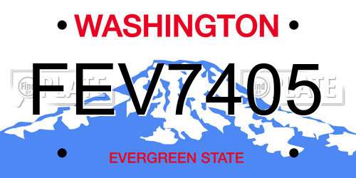 FEV7405 Washington License Plate
