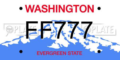 FF777 Washington License Plate