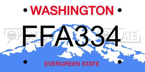 FFA334 Washington License Plate