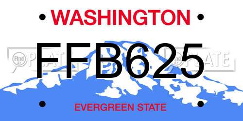FFB625 Washington License Plate