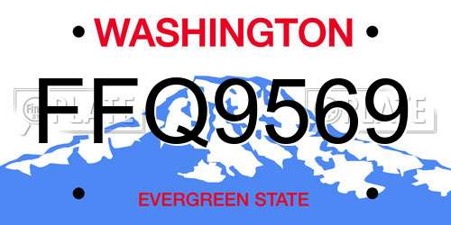 FFQ9569 Washington License Plate