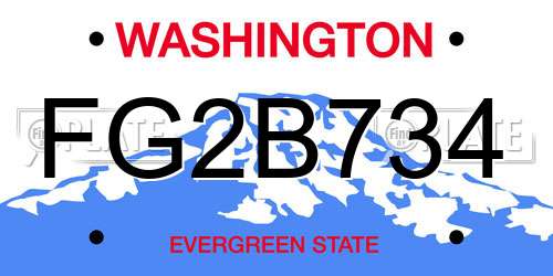 FG2B734 Washington License Plate