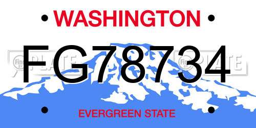 FG78734 Washington License Plate