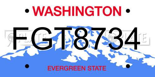 FGT8734 Washington License Plate