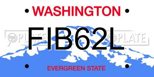 FIB62L Washington License Plate