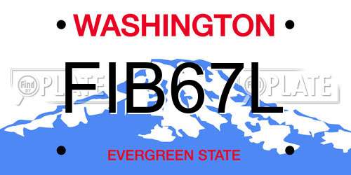 FIB67L Washington License Plate