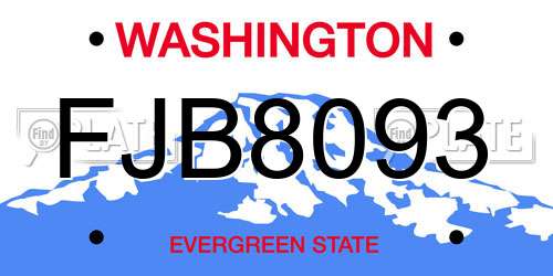 FJB8093 Washington License Plate