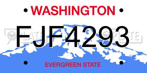 FJF4293 Washington License Plate
