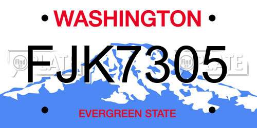 FJK7305 Washington License Plate