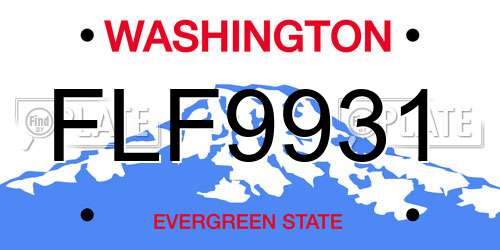 FLF9931 Washington License Plate