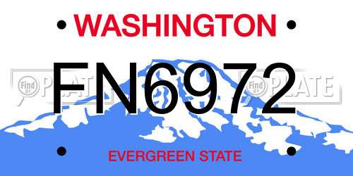 FN6972 Washington License Plate