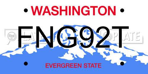 FNG92T Washington License Plate