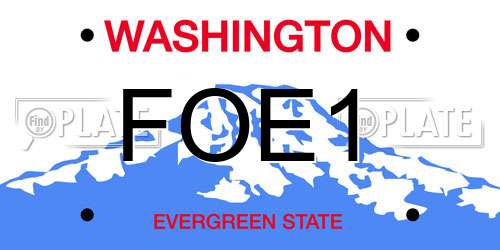 FOE1 Washington License Plate