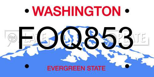 FOQ853 Washington License Plate