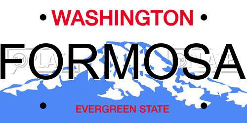 FORMOSA Washington License Plate