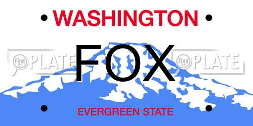 FOX Washington License Plate
