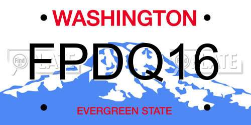 FPDQ16 Washington License Plate