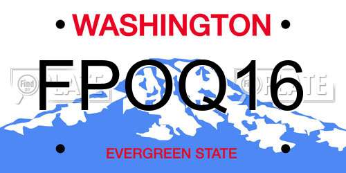 FPOQ16 Washington License Plate