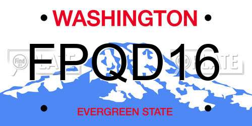 FPQD16 Washington License Plate