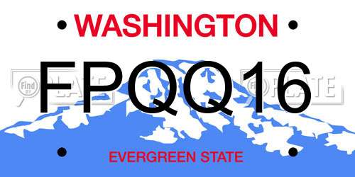FPQQ16 Washington License Plate