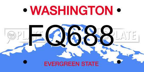 FQ688 Washington License Plate
