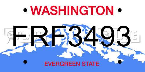 FRF3493 Washington License Plate