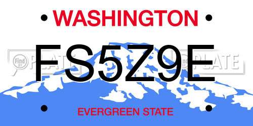 FS5Z9E Washington License Plate