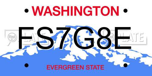 FS7G8E Washington License Plate