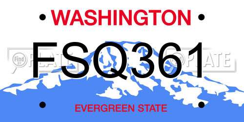 FSQ361 Washington License Plate