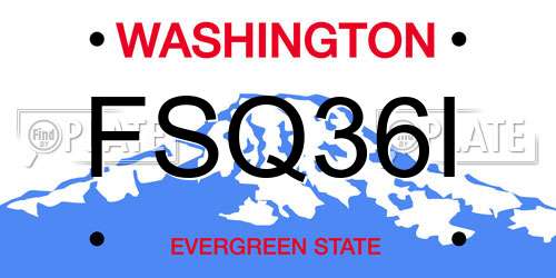 FSQ36I Washington License Plate