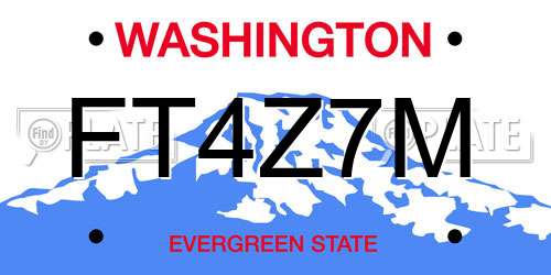 FT4Z7M Washington License Plate