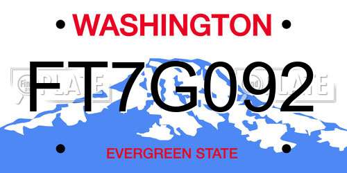FT7G092 Washington License Plate