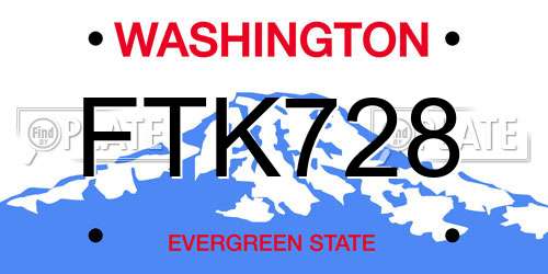 FTK728 Washington License Plate