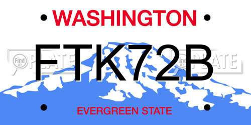 FTK72B Washington License Plate