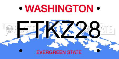 FTKZ28 Washington License Plate
