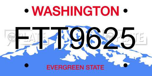 FTT9625 Washington License Plate