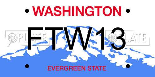 FTW13 Washington License Plate