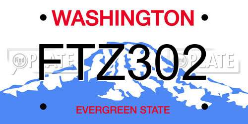 FTZ302 Washington License Plate